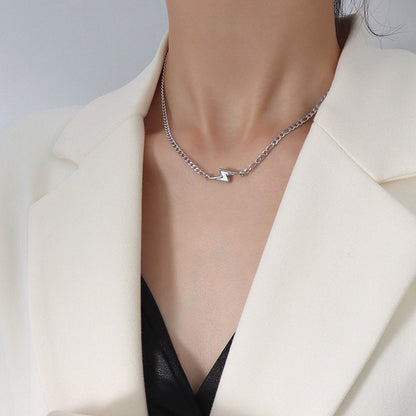 Pearl Lightning Bolt Necklace Gold & Silver