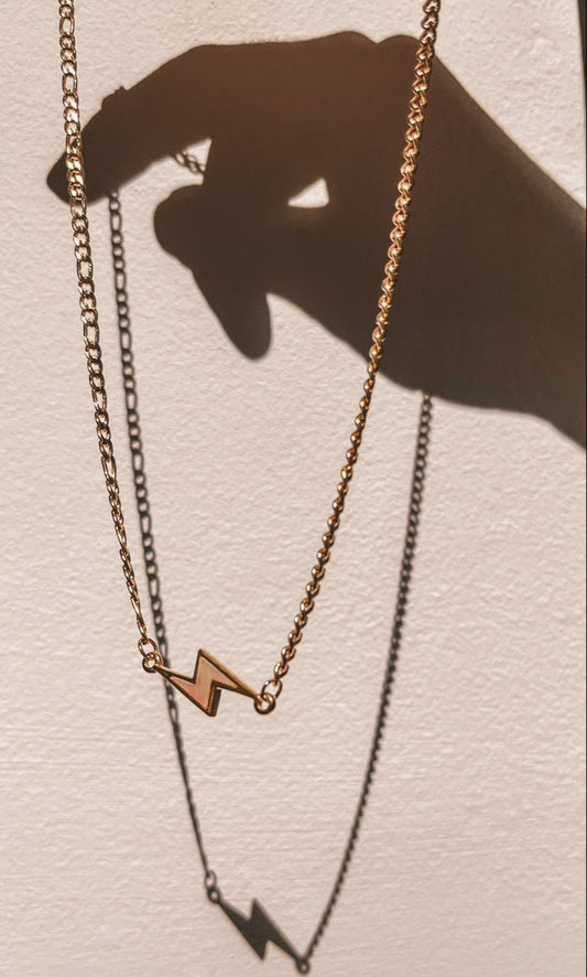 Pearl Lightning Bolt Necklace Gold & Silver