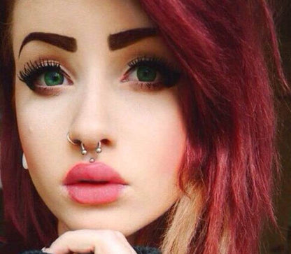 Twisted Horseshoe Septum Ring Piercing, Silver, Gold, Rose Gold, Black & Rainbow 8mm 16G