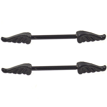 Winged Nipple Bar & Industrial Piercing, Silver, Black And Rainbow Colours