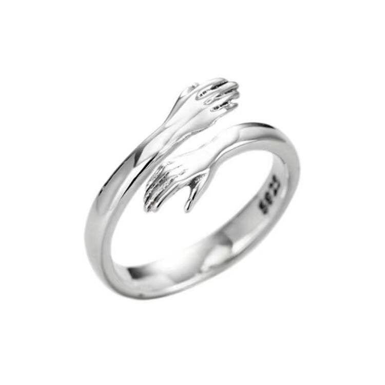 Hand Hugging Friendship Ring, Adjustable Open Style