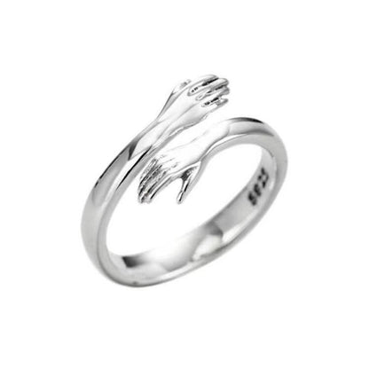 Hand Hugging Friendship Ring, Adjustable Open Style