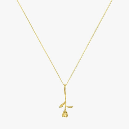 Gold Rose Necklace, Sterling Silver Charm Necklace