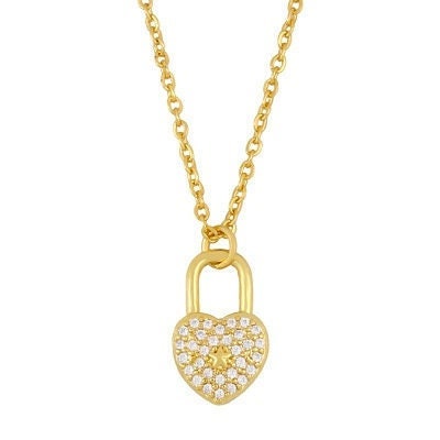 Gold Love Heart Lock Style Necklace