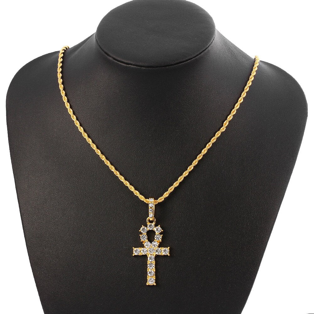 Iced Out Egyptian Ankh Necklace