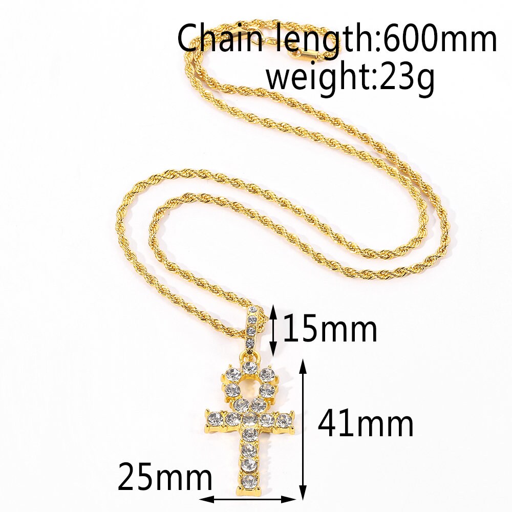 Iced Out Egyptian Ankh Necklace