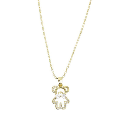 Gold Dimante Teddy Bear Necklace
