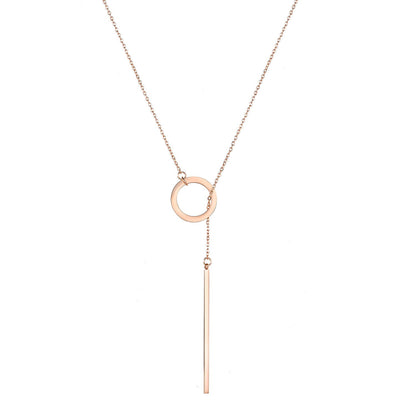 Geometric Clavicle Chain Circular Stacked Long Pendant Necklace Stainless Steel (Gold, Silver, Rose gold)