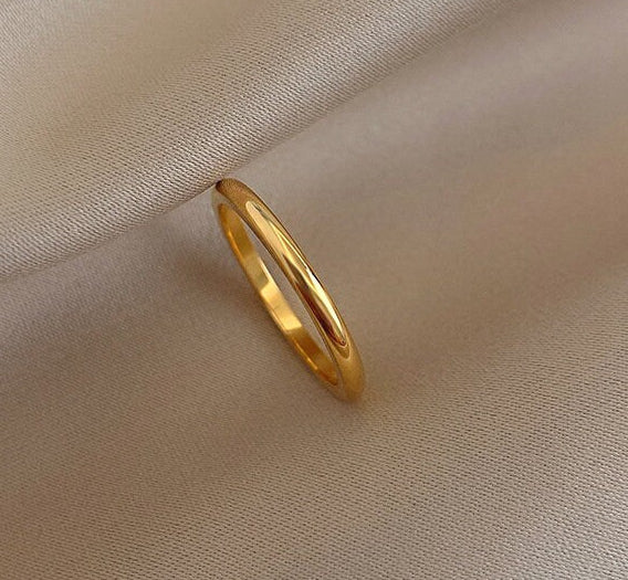 Simple Minimalist Dainty Design 18K Thin Gold Plated Titanium Steel Stack Band Ring