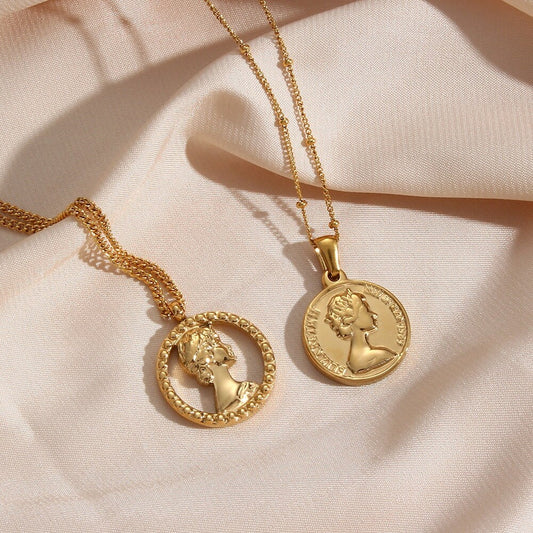 Stainless Steel Hollow Portraite Necklace