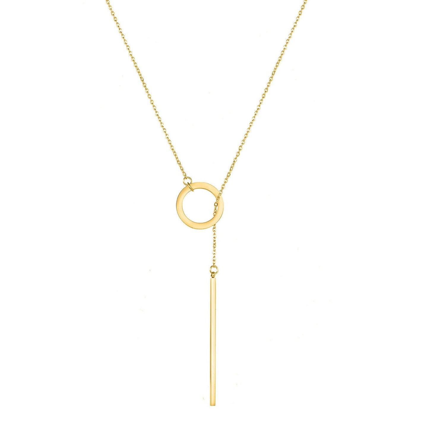 Geometric Clavicle Chain Circular Stacked Long Pendant Necklace Stainless Steel (Gold, Silver, Rose gold)