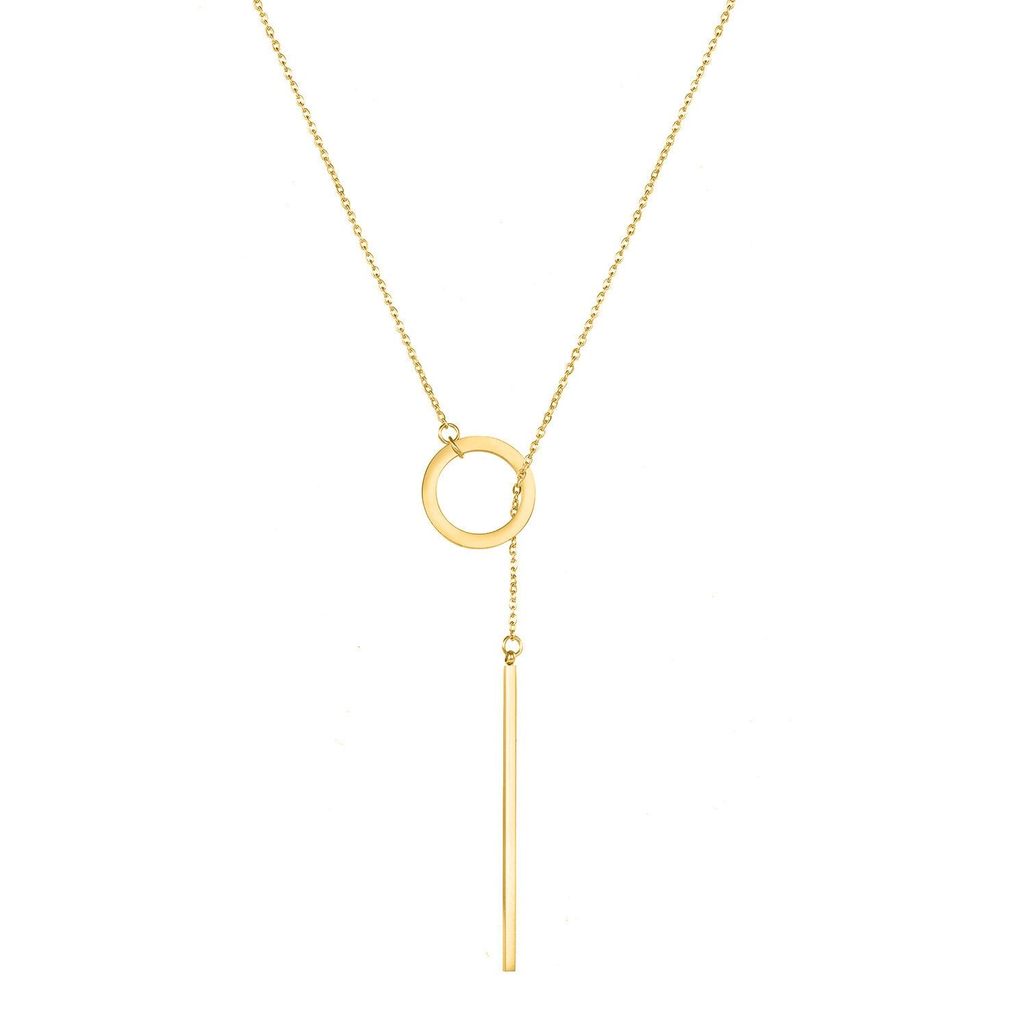 Geometric Clavicle Chain Circular Stacked Long Pendant Necklace Stainless Steel (Gold, Silver, Rose gold)