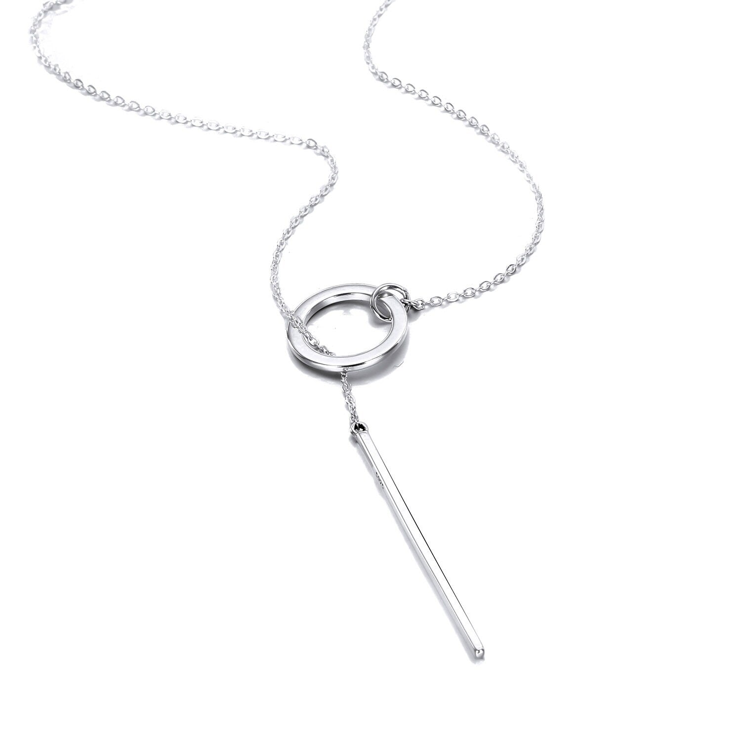 Geometric Clavicle Chain Circular Stacked Long Pendant Necklace Stainless Steel (Gold, Silver, Rose gold)