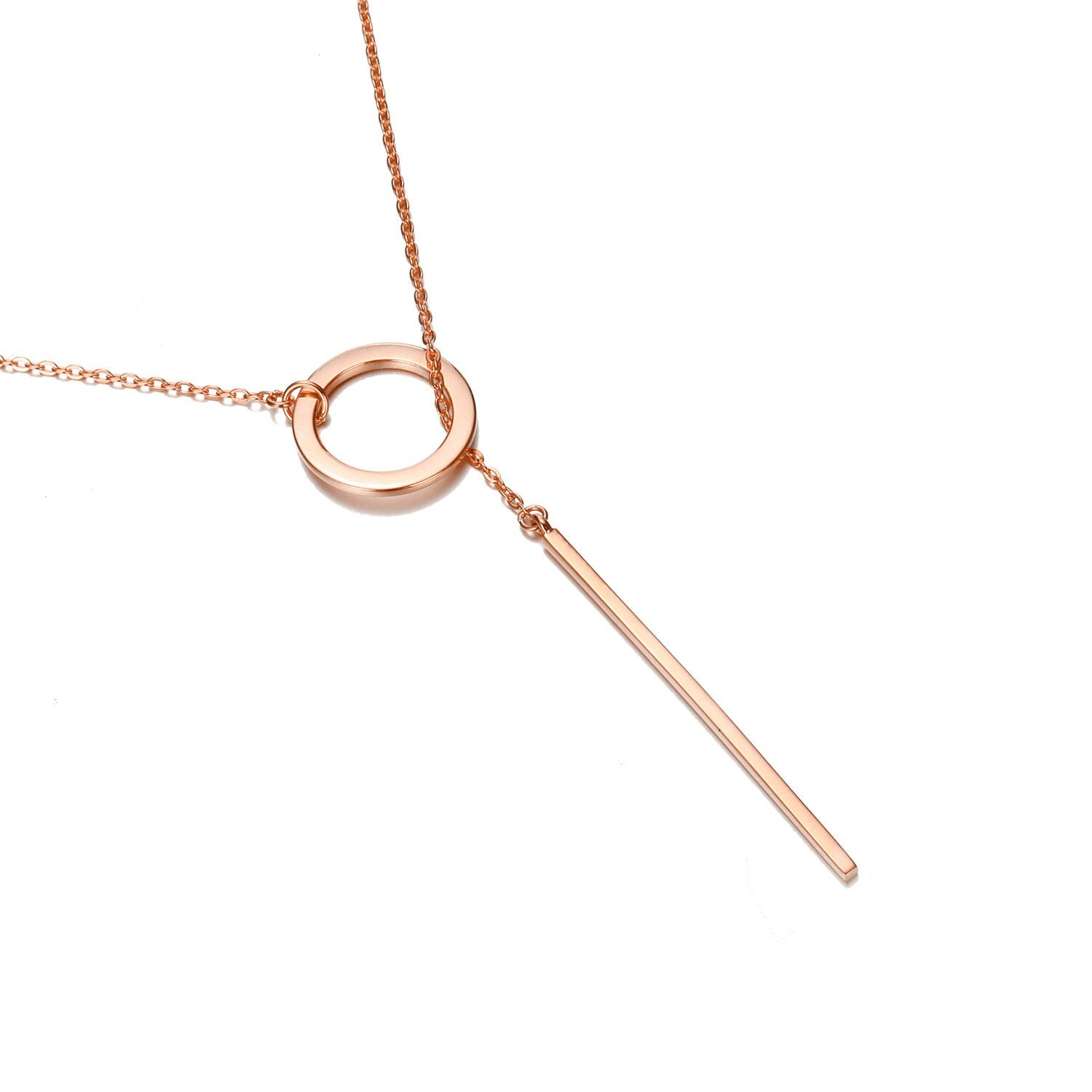 Geometric Clavicle Chain Circular Stacked Long Pendant Necklace Stainless Steel (Gold, Silver, Rose gold)