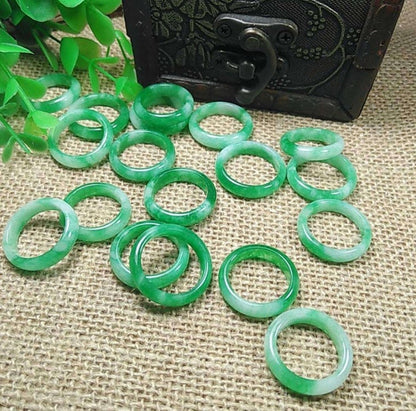 Green Jade Stone Ring For Finger, Unisex Design