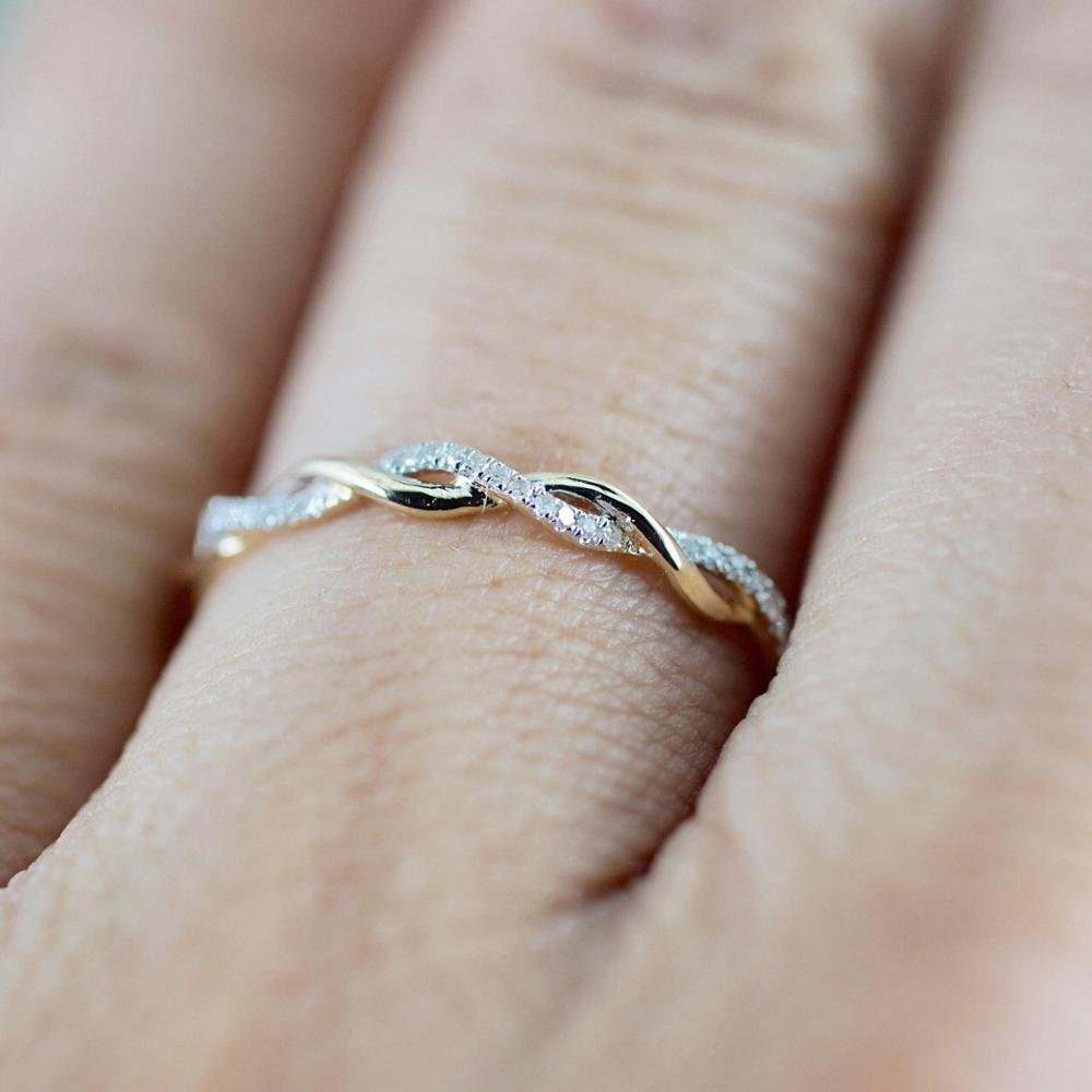 Gold Twisted Dimante Ring