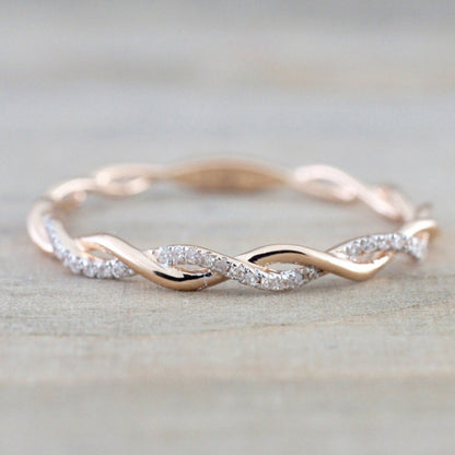 Gold Twisted Dimante Ring
