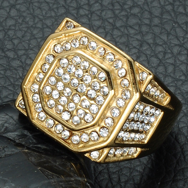 Gold Bling Square Ring