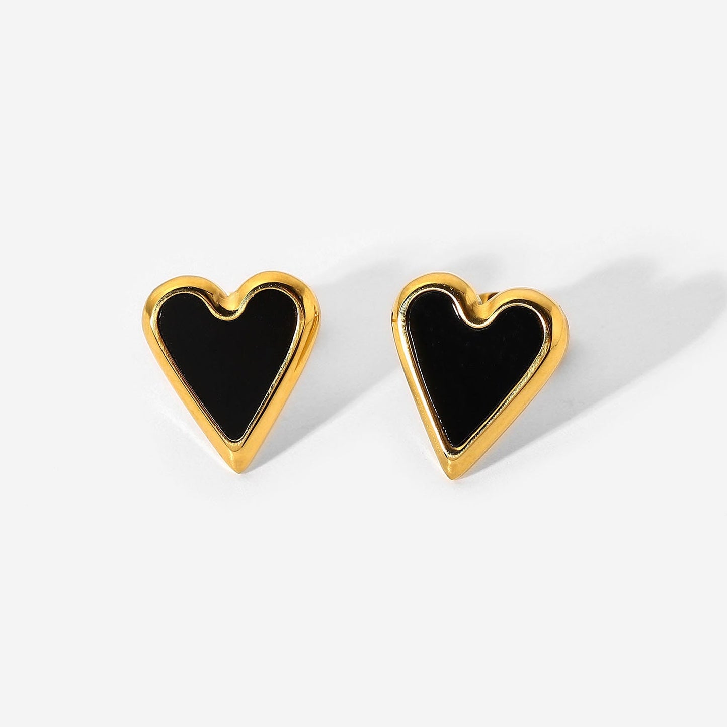 Chunky Gold Plated Heart Earrings, Shell Heart Stainless Steel Stud Earring