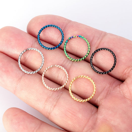 Small Twisted Nose Ring/Hoop, Helix Earring, 8mm, Gold & Silver, Unisex Piercing UK Seller, Same Day Despatch