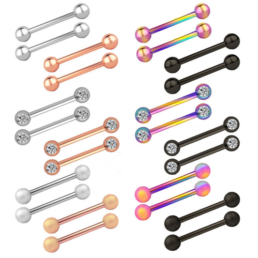 Tongue Barbell Ring With Zircon Nipple Piercing Helix Earrings Tragus Stainless Steel Piercing Jewelry