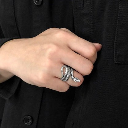 Vintage Snake Ring, Open Adjustable Ring, Retro Punk