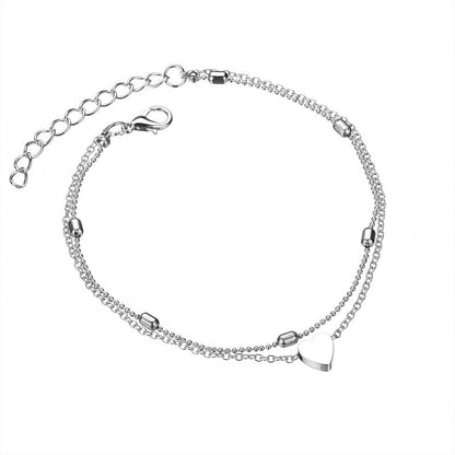 Boho Love Heart Anklets, Gold & Silver