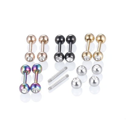 Tongue Barbell Ring With Zircon Nipple Piercing Helix Earrings Tragus Stainless Steel Piercing Jewelry