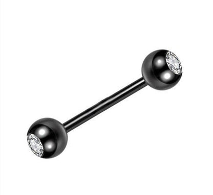 Tongue Barbell Ring With Zircon Nipple Piercing Helix Earrings Tragus Stainless Steel Piercing Jewelry