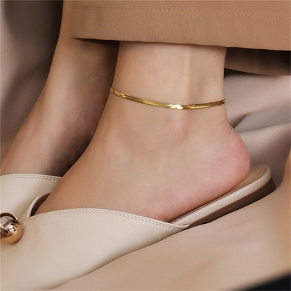 Snake Chain Anklet, Gold, Silver, Rose Gold