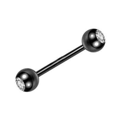 Tongue Barbell Ring With Zircon Nipple Piercing Helix Earrings Tragus Stainless Steel Piercing Jewelry