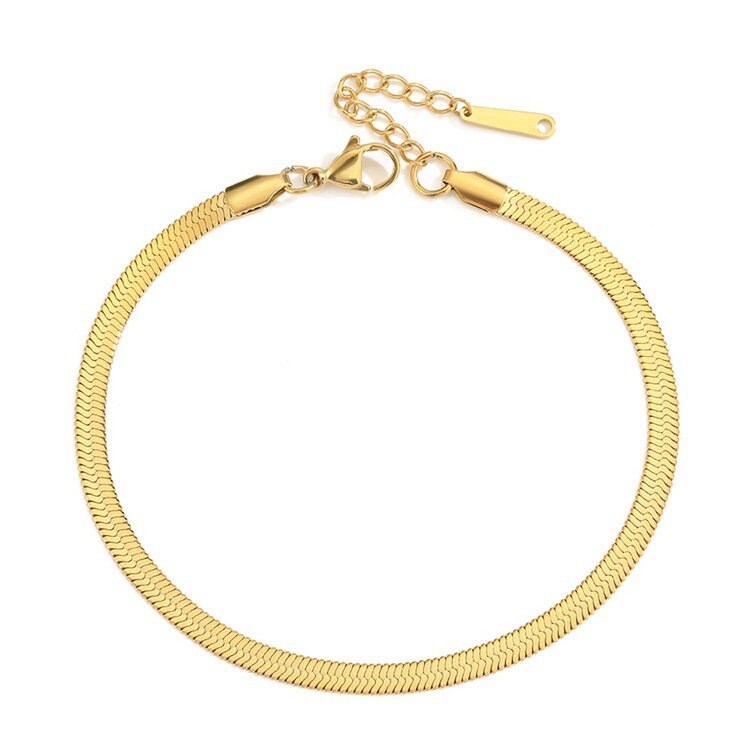 Snake Chain Anklet, Gold, Silver, Rose Gold