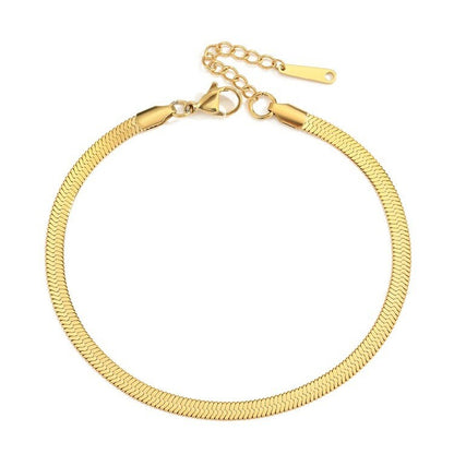 Snake Chain Anklet, Gold, Silver, Rose Gold