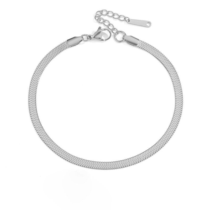 Snake Chain Anklet, Gold, Silver, Rose Gold