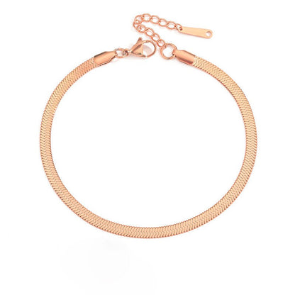 Snake Chain Anklet, Gold, Silver, Rose Gold