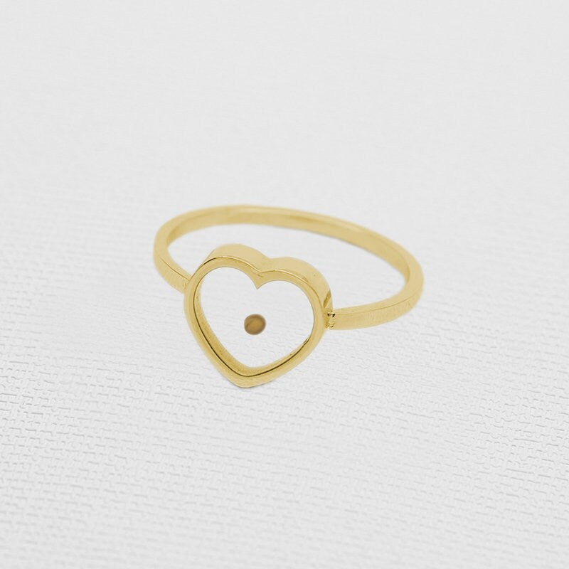 Gold Mustard Seed Rings, Heart & Circle