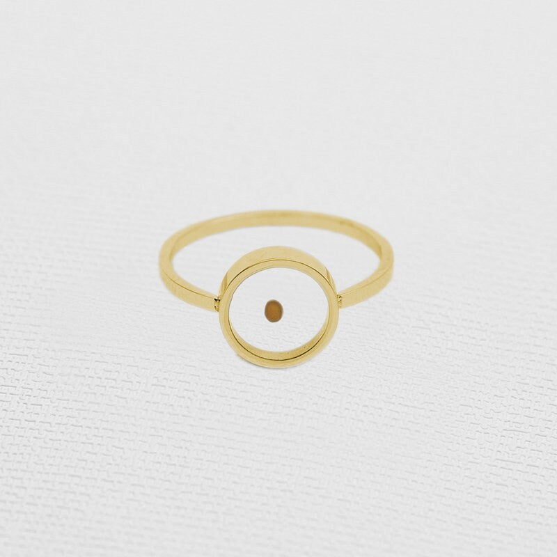 Gold Mustard Seed Rings, Heart & Circle