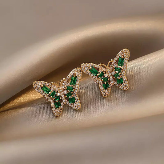 Emerald Green Butterfly Earings