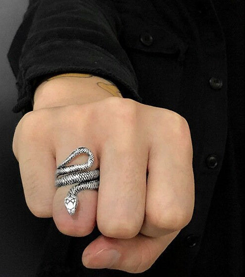 Vintage Snake Ring, Open Adjustable Ring, Retro Punk