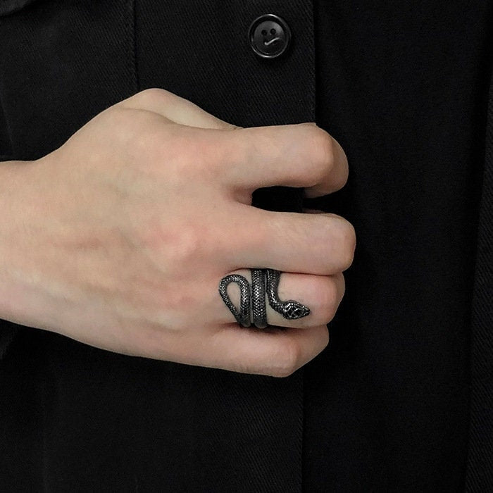 Vintage Snake Ring, Open Adjustable Ring, Retro Punk
