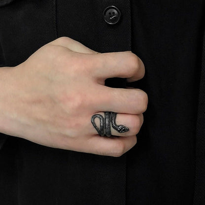 Vintage Snake Ring, Open Adjustable Ring, Retro Punk