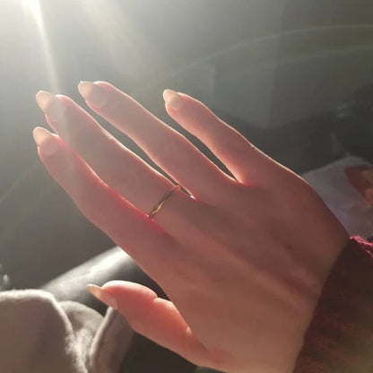 Simple Minimalist Dainty Design 18K Thin Gold Plated Titanium Steel Stack Band Ring