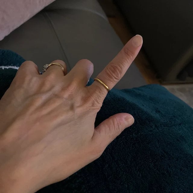 Simple Minimalist Dainty Design 18K Thin Gold Plated Titanium Steel Stack Band Ring