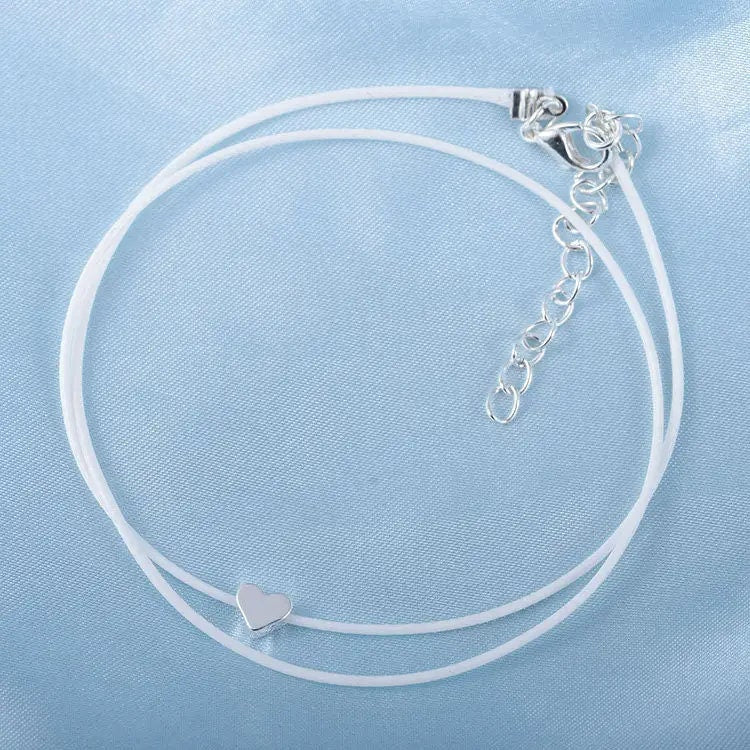 Bohemian Silver Heart Anklet Bracelet