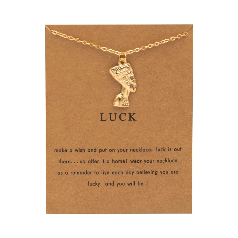 Lucky Egyptian Pharaoh Gold Charm Neckalce