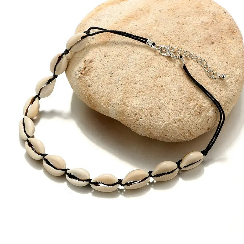 Bohemian Cowrie Shell Choker Neckalce