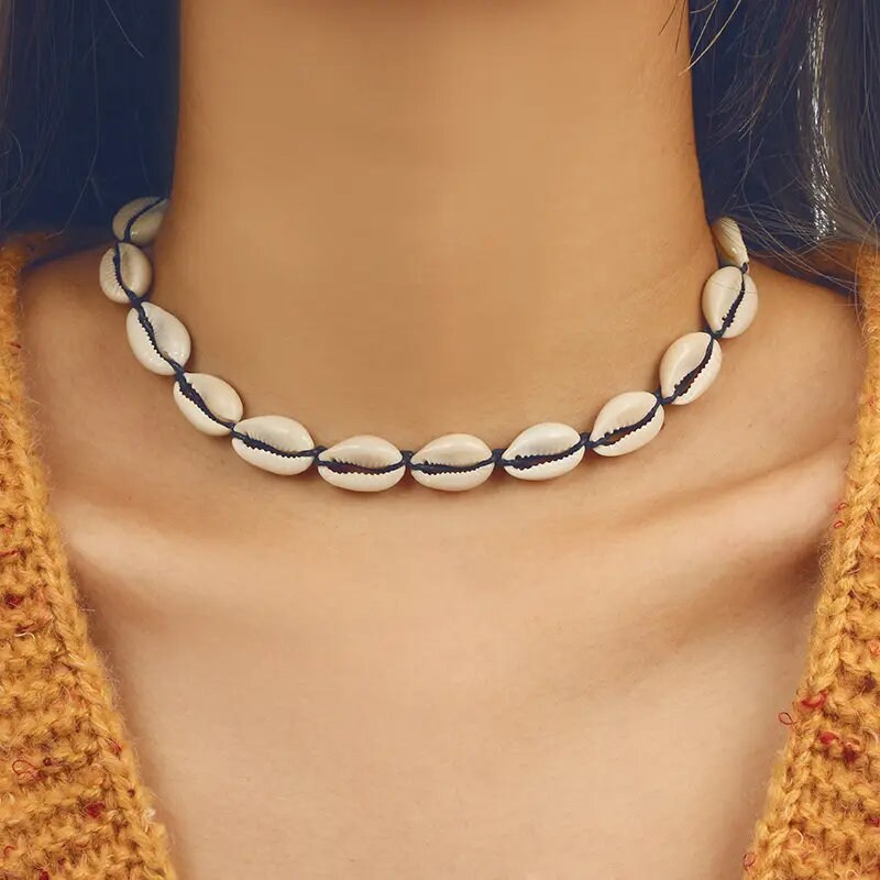 Bohemian Cowrie Shell Choker Neckalce