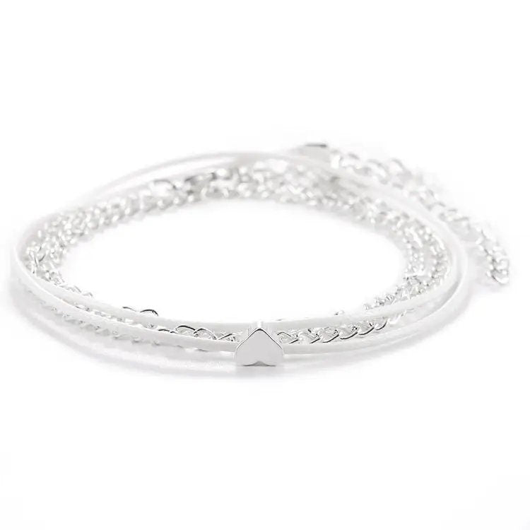 Bohemian Silver Heart Anklet Bracelet