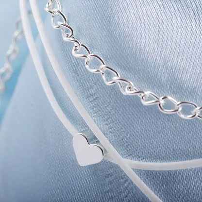Bohemian Silver Heart Anklet Bracelet