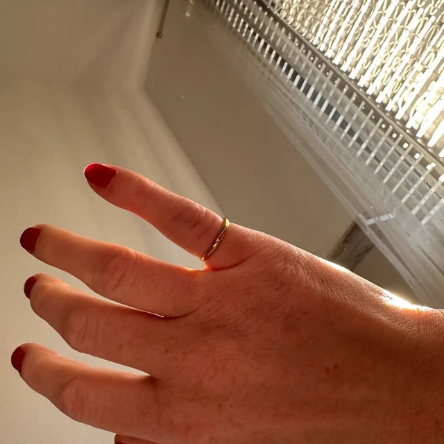 Simple Minimalist Dainty Design 18K Thin Gold Plated Titanium Steel Stack Band Ring